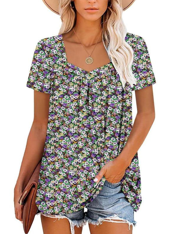 🌸Summer Specials💗Women's Summer Pleated Printed Short-Sleeves