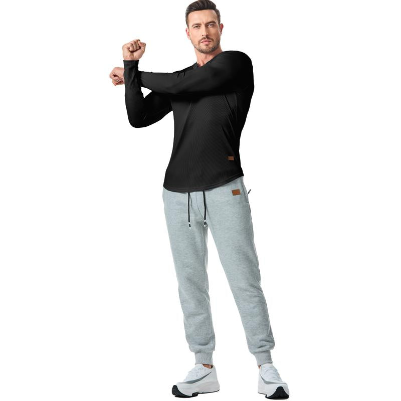 💗LAST DAY PROMOTION - 50%OFF V-Neck Longline Ribbed Tees Shirts Long Sleeve Gym Workout Athletic Menswear Tops