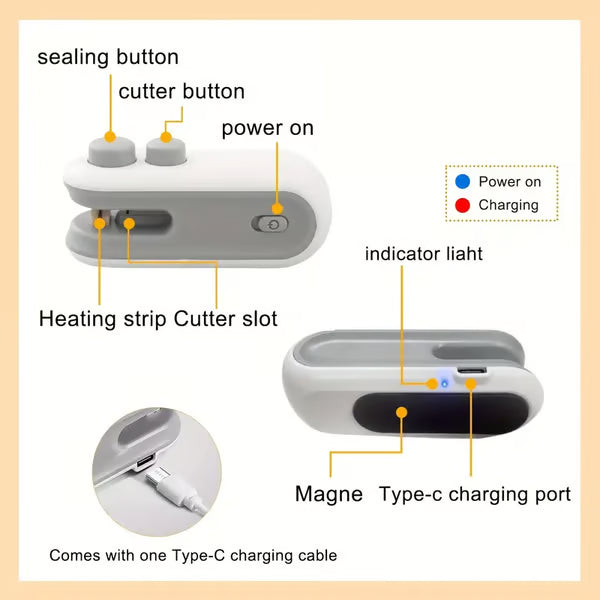 Buy 1 get 1 free💥💥💥 Mini Sealer Small Household Hand Pressure Sealer Portable Snack Plastic Bag Heat Sealing Machine