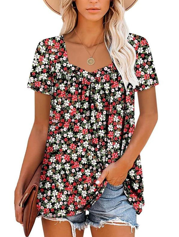 🌸Summer Specials💗Women's Summer Pleated Printed Short-Sleeves