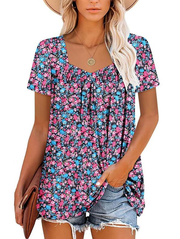 🌸Summer Specials💗Women's Summer Pleated Printed Short-Sleeves