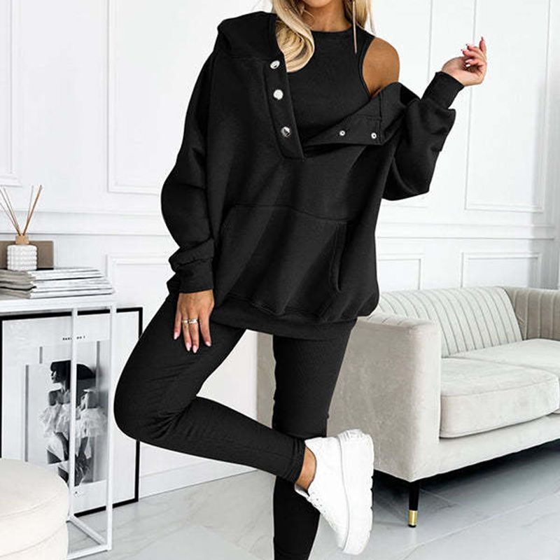 👚 50% OFF  Vest + Hoodie+ Pants💜 Hooded Sweatshirt Suit - Ultra-Soft Fabric with Relaxed Fit for Lounge or Sportswear, Quick-Dry & Comfortable 🏃♀️📦