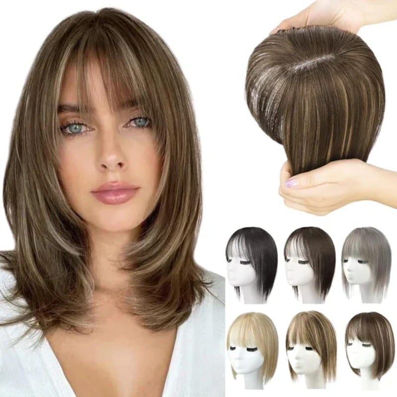 💁♀️ Natural Hair Toppers with Bangs – Undetectable Volume & Style! ✨👩🦰