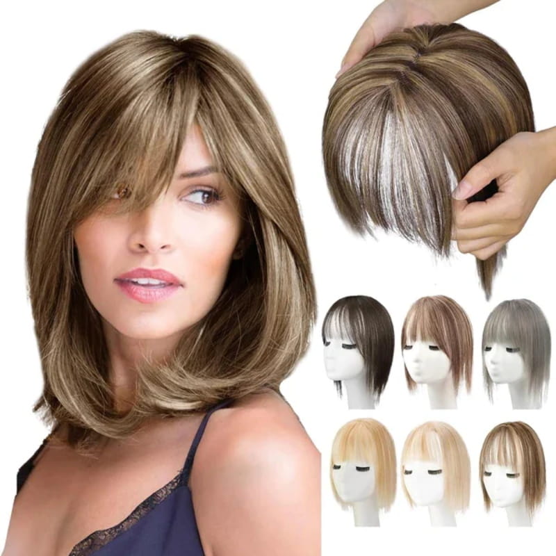 💁♀️ Natural Hair Toppers with Bangs – Undetectable Volume & Style! ✨👩🦰