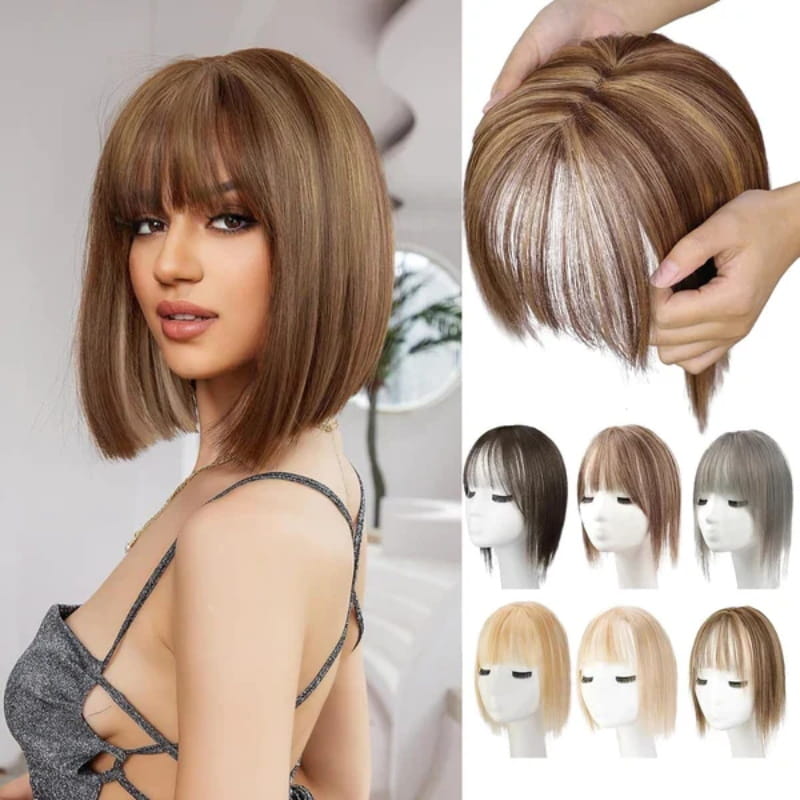 💁♀️ Natural Hair Toppers with Bangs – Undetectable Volume & Style! ✨👩🦰