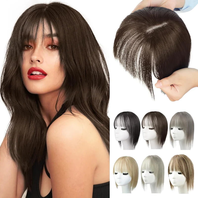 💁♀️ Natural Hair Toppers with Bangs – Undetectable Volume & Style! ✨👩🦰