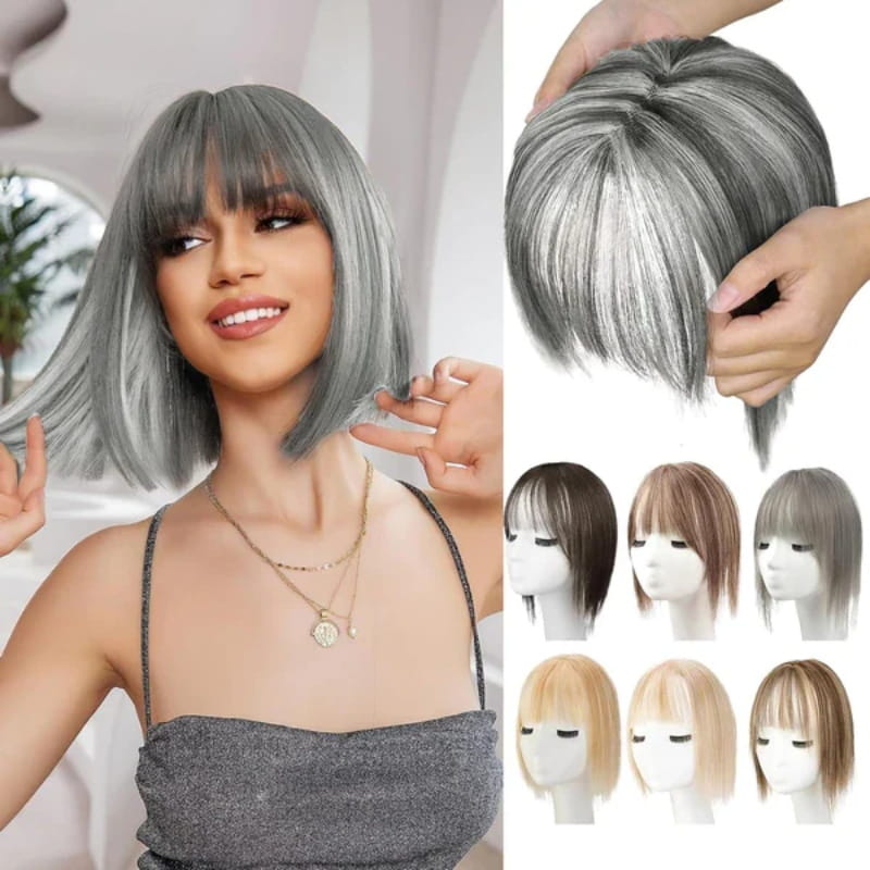 💁♀️ Natural Hair Toppers with Bangs – Undetectable Volume & Style! ✨👩🦰