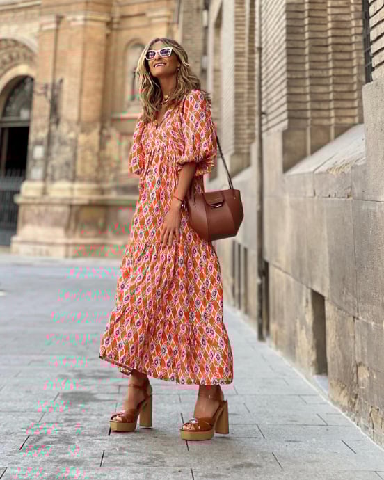 🎊50% off for a limited time🎊2025 Popular Women's Elegant Puff Sleeve Floral Boho Maxi Dress