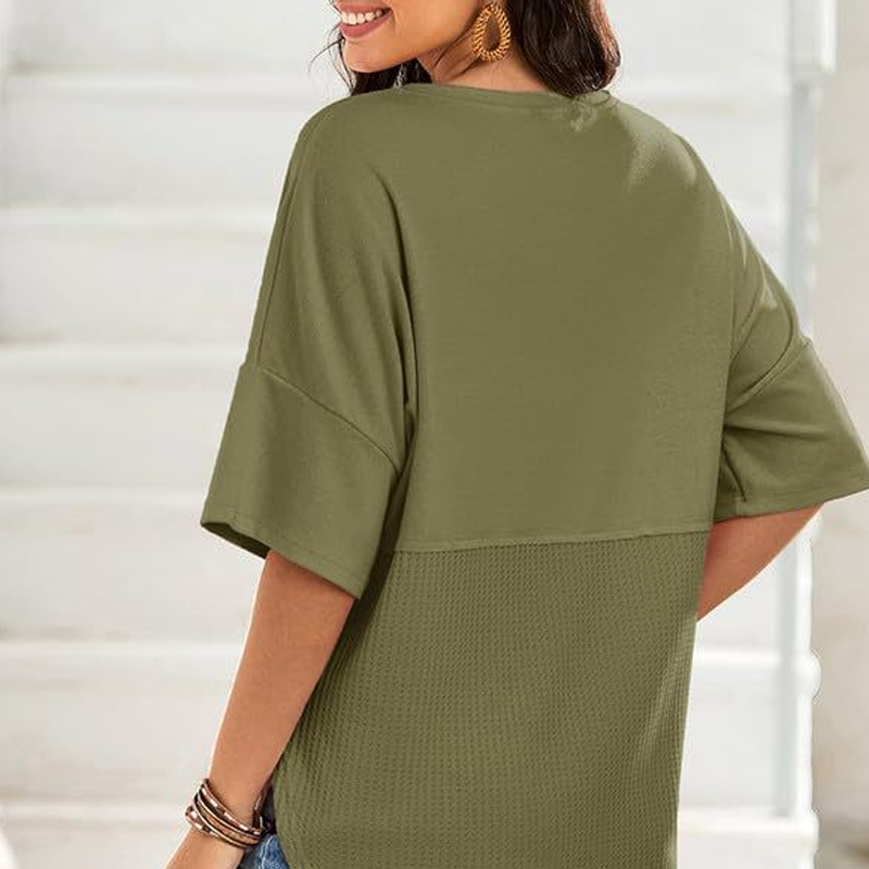 🔥Hot sale 50%off🔥🌿Casual Button Down Waffle Knit Top