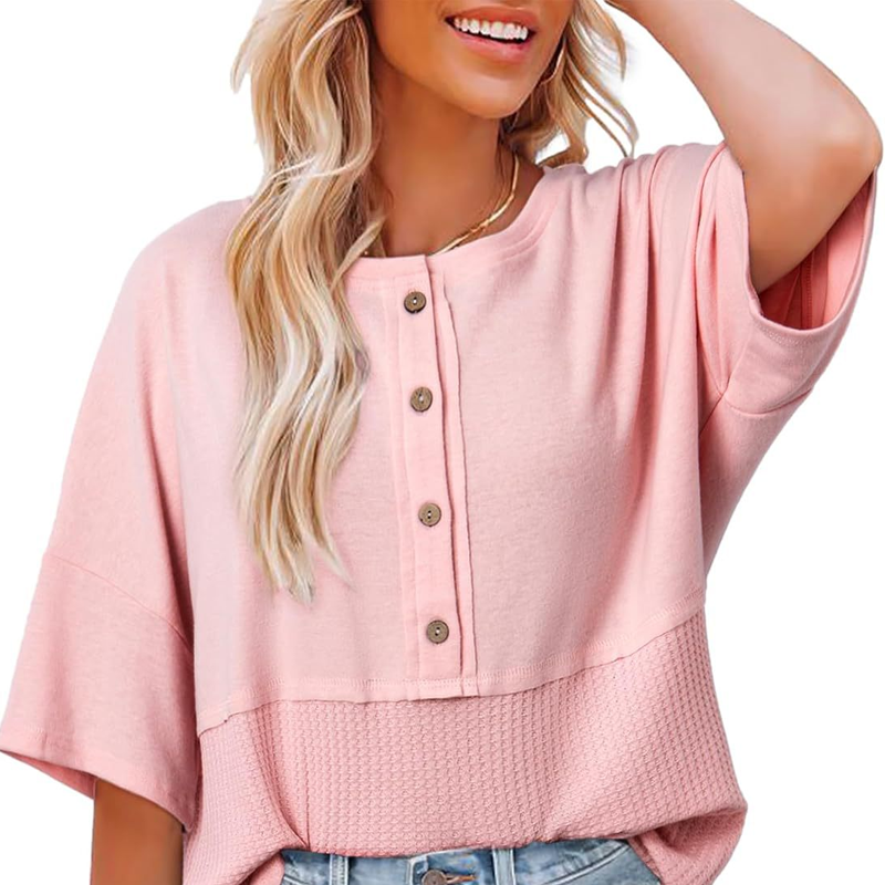🔥Hot sale 50%off🔥🌿Casual Button Down Waffle Knit Top