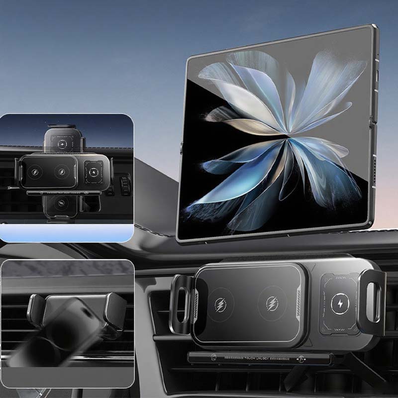 📱Last Day Special Sale 50% OFF⚡2-in-1 Foldable Car Phone Holder & Wireless Charger--Compatible with mobile phones of any size🎉🦀