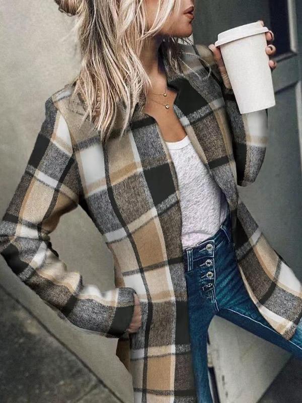 🍂Autumn Hot Sale 50% OFF🎉Women's Solid Color Pocket Long Sleeve Open Front Coat
