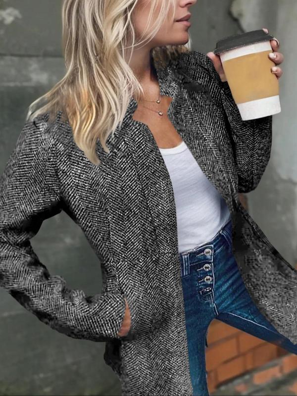 🍂Autumn Hot Sale 50% OFF🎉Women's Solid Color Pocket Long Sleeve Open Front Coat