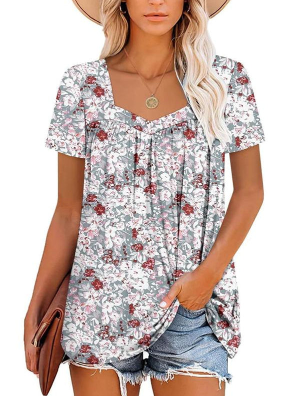 🌸Summer Specials💗Women's Summer Pleated Printed Short-Sleeves