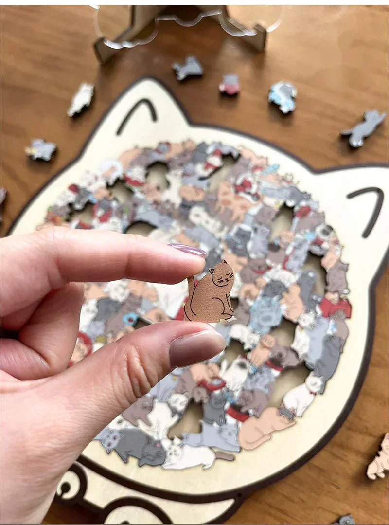 🎅Weihnachtsverkauf 50% Rabatt🐱135-Stk. Morandi-farbiges Katzenpuzzle aus Holz🎁