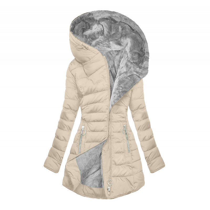 ❄️LAST DAY PROMOTION - 50%OFF 💖 Women's Hooded Mid-Length Winter Coat with Plush Lining