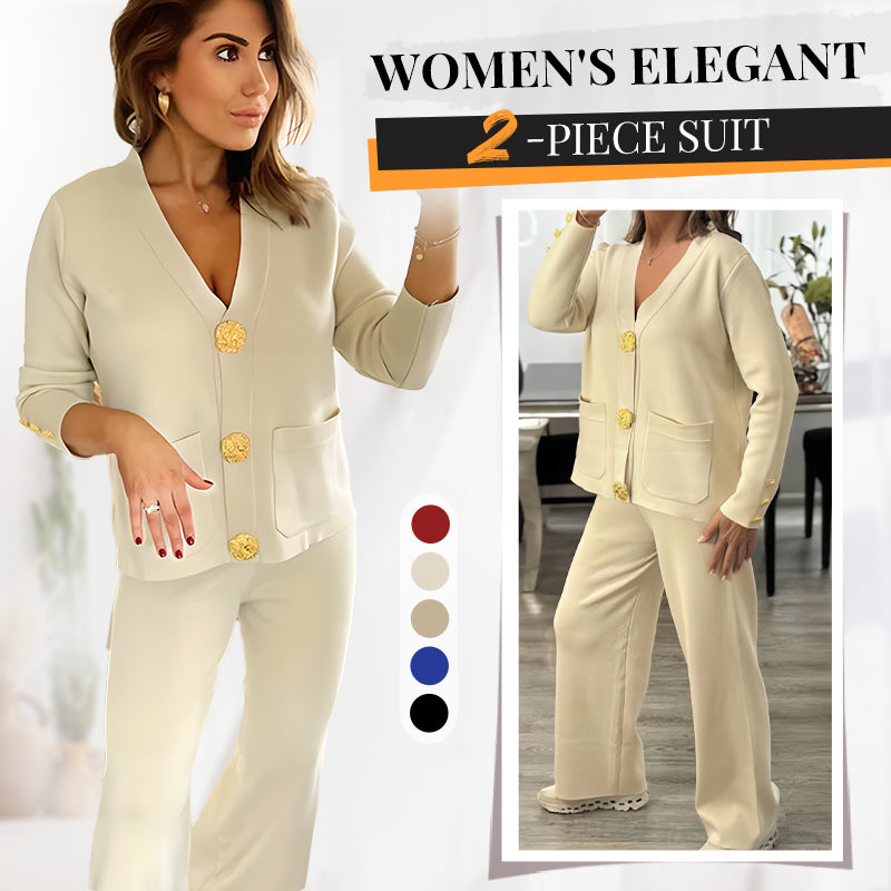 ⏳ Limited time 50% off! 💥Gold Button Soft Knit Trouser Co-Ord，Made of natural plant fibers