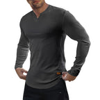 💗LAST DAY PROMOTION - 50%OFF V-Neck Longline Ribbed Tees Shirts Long Sleeve Gym Workout Athletic Menswear Tops