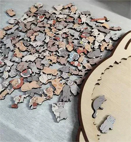 🎅Weihnachtsverkauf 50% Rabatt🐱135-Stk. Morandi-farbiges Katzenpuzzle aus Holz🎁