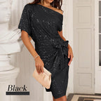 🔥 LAST DAY PROMOTION - 50%OFF 🔥💜 Women's One Shoulder Sequin Sparkling Party Club Dress