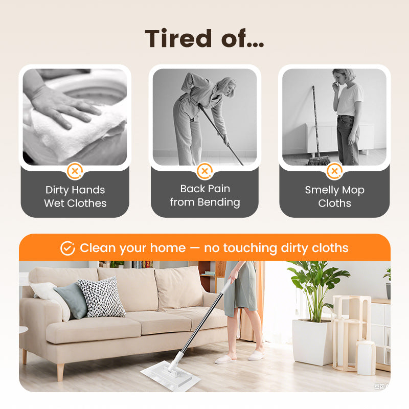 💥Hot Sale-50 discount 💥Disposable Dust Mop with 4 Reusable Cloths