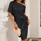 🔥 LAST DAY PROMOTION - 50%OFF 🔥💜 Women's One Shoulder Sequin Sparkling Party Club Dress
