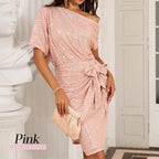 🔥 LAST DAY PROMOTION - 50%OFF 🔥💜 Women's One Shoulder Sequin Sparkling Party Club Dress