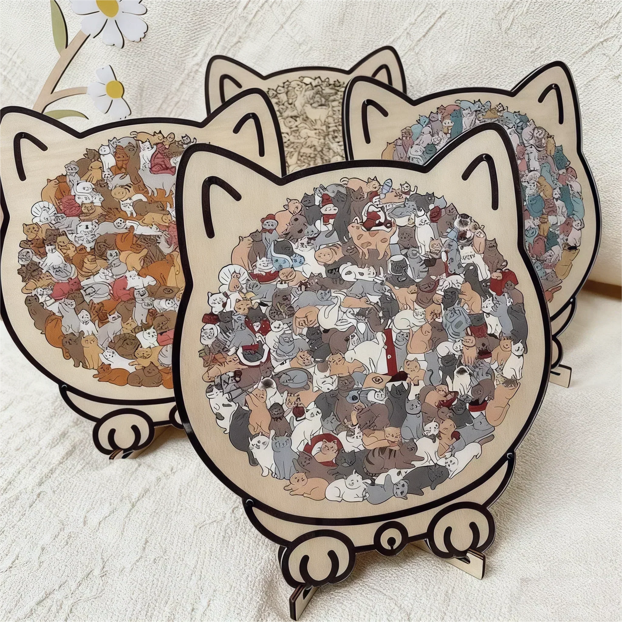 🎅Weihnachtsverkauf 50% Rabatt🐱135-Stk. Morandi-farbiges Katzenpuzzle aus Holz🎁
