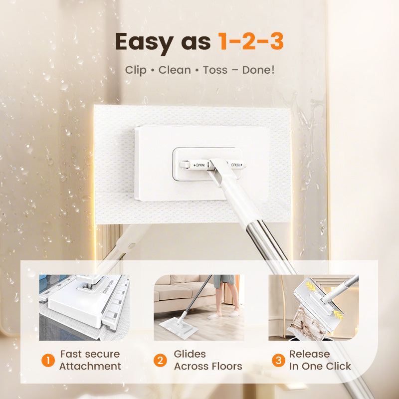 💥Hot Sale-50 discount 💥Disposable Dust Mop with 4 Reusable Cloths