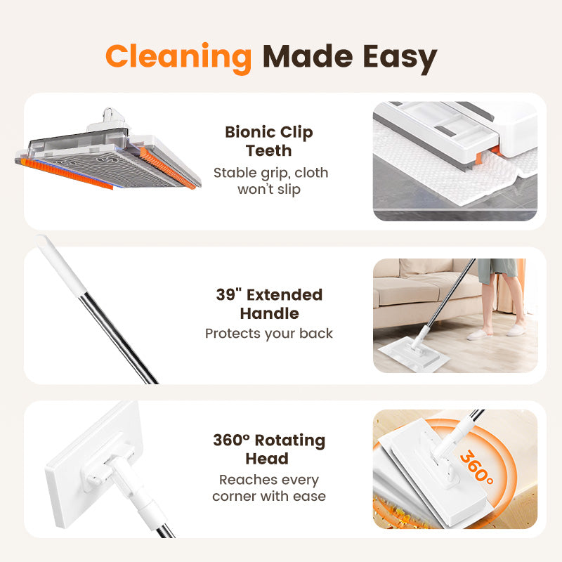 💥Hot Sale-50 discount 💥Disposable Dust Mop with 4 Reusable Cloths