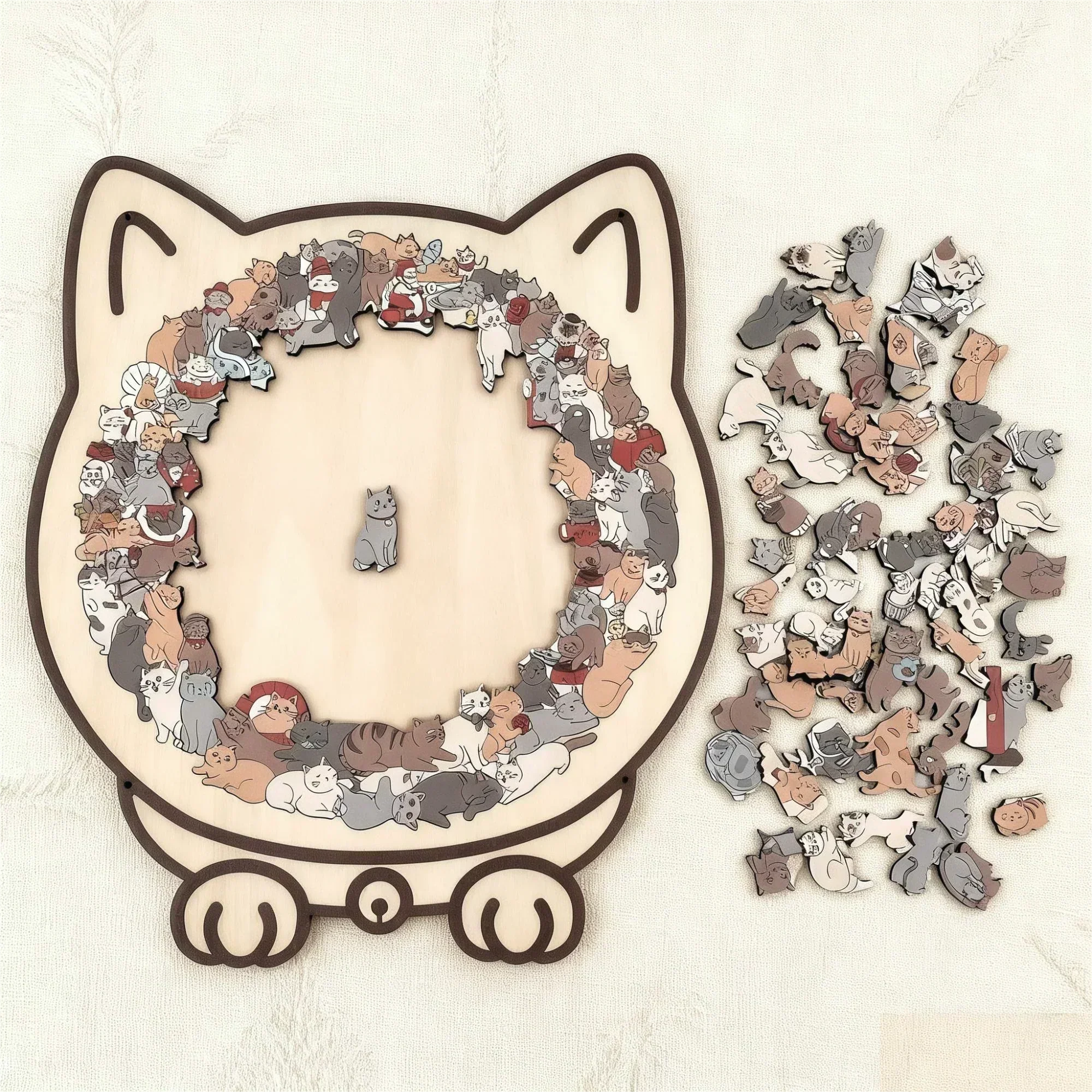 🎅Weihnachtsverkauf 50% Rabatt🐱135-Stk. Morandi-farbiges Katzenpuzzle aus Holz🎁