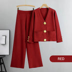 ⏳ Limited time 50% off! 💥Gold Button Soft Knit Trouser Co-Ord，Made of natural plant fibers