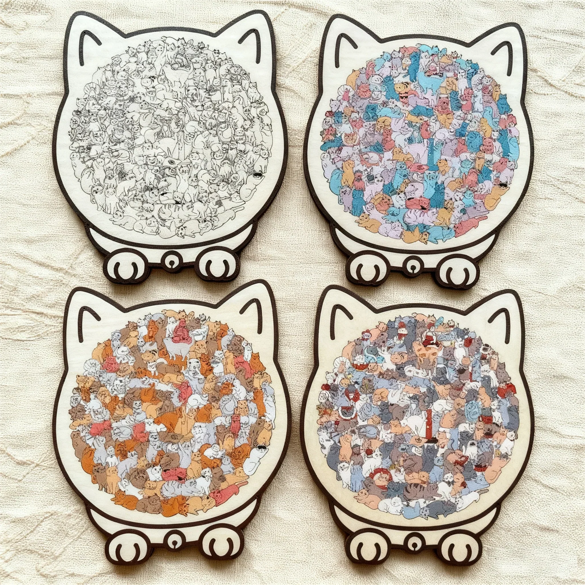 🎅Weihnachtsverkauf 50% Rabatt🐱135-Stk. Morandi-farbiges Katzenpuzzle aus Holz🎁