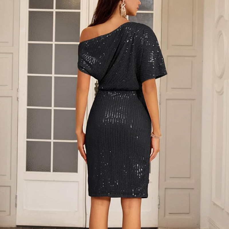 🔥 LAST DAY PROMOTION - 50%OFF 🔥💜 Women's One Shoulder Sequin Sparkling Party Club Dress