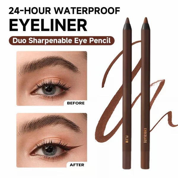 ONLY £8.99🔥Buy 1 Get 1 Free🔥🌟24 HR Waterproof Eyeliner Duo Sharpenable Eye Pencil💦Free makeup pencil sharpener