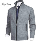 🔥50% off, while stocks last! 🎉 Men's Solid Color Stand Collar Fashion Cardigan Sweater Knit Jacket