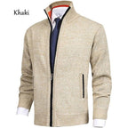 🔥50% off, while stocks last! 🎉 Men's Solid Color Stand Collar Fashion Cardigan Sweater Knit Jacket