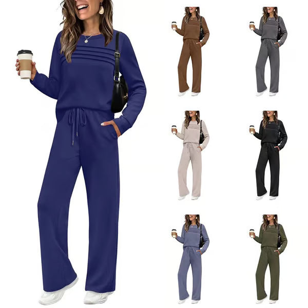 🔥LAST DAY 50% OFF✨Women's Crew Neck Top & Drawstring Pants Set