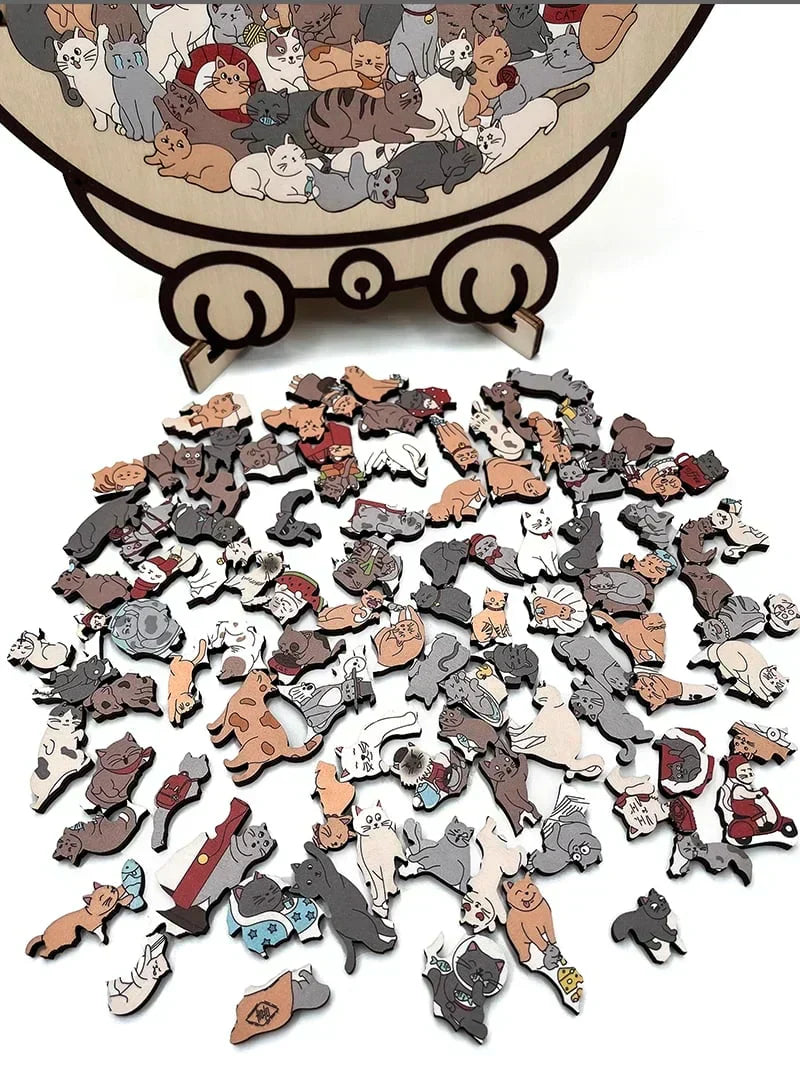 🎅Weihnachtsverkauf 50% Rabatt🐱135-Stk. Morandi-farbiges Katzenpuzzle aus Holz🎁