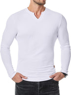 💗LAST DAY PROMOTION - 50%OFF V-Neck Longline Ribbed Tees Shirts Long Sleeve Gym Workout Athletic Menswear Tops
