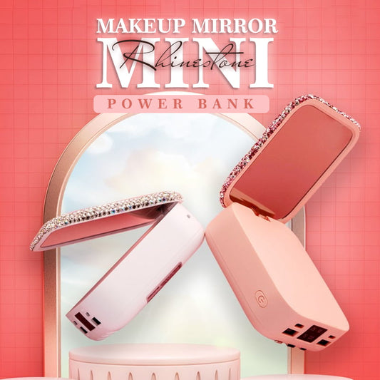 Rhinestone Makeup Mirror Mini Power Bank（50% OFF）