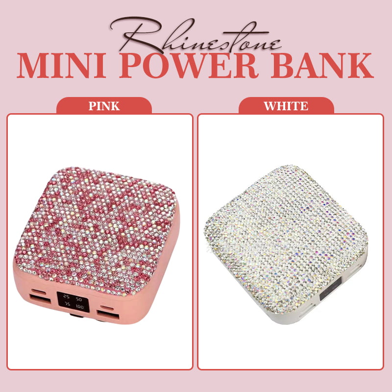 Rhinestone Makeup Mirror Mini Power Bank（50% OFF）