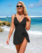 🎁Last Day Promotion 60% OFF🔥🌟Deep V Knot Detail Skirted Swimsuit