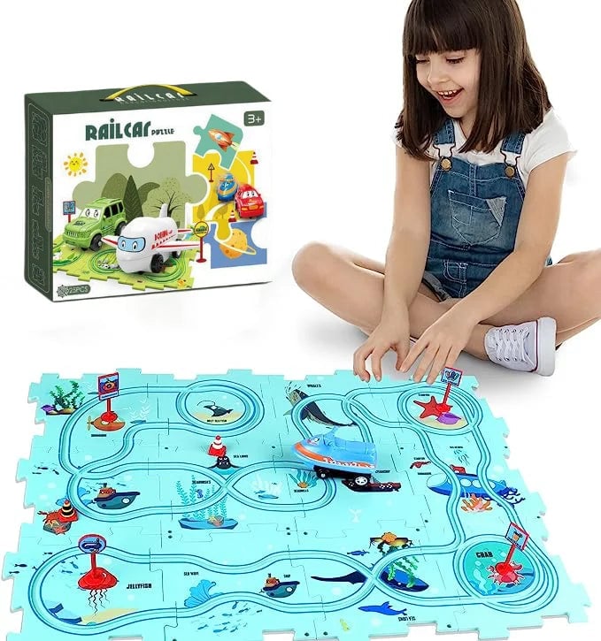 🚗Autumn Hot Sales -50% OFF🔥Children's Educational Puzzle Track Car Play Set🧩