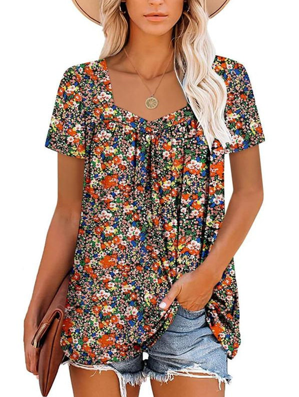🌸Summer Specials💗Women's Summer Pleated Printed Short-Sleeves