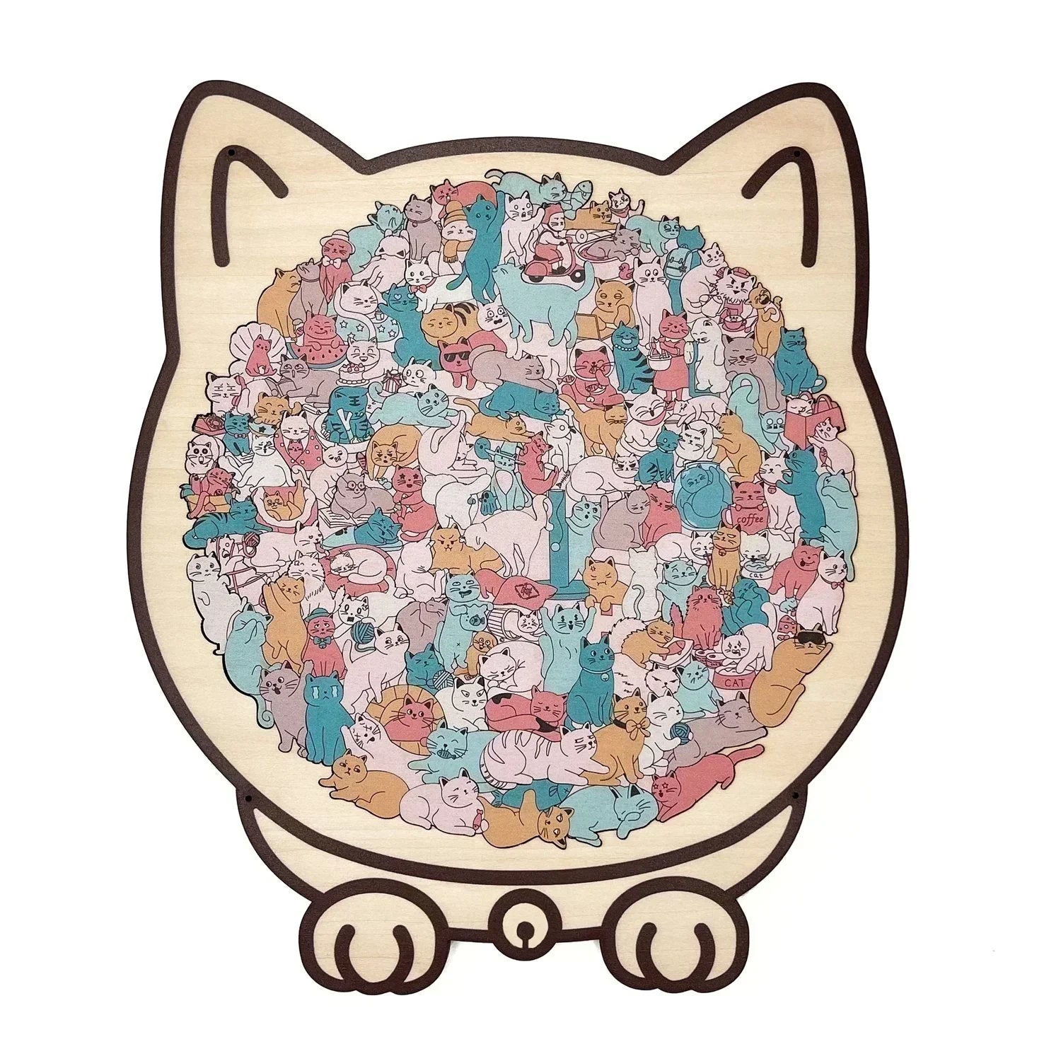 🎅Weihnachtsverkauf 50% Rabatt🐱135-Stk. Morandi-farbiges Katzenpuzzle aus Holz🎁