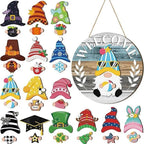 🍁Christmas Best Decorations🎄Interchangeable Wooden Gnome Welcome Sign🎈