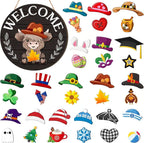 🍁Christmas Best Decorations🎄Interchangeable Wooden Gnome Welcome Sign🎈