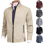 🔥50% off, while stocks last! 🎉 Men's Solid Color Stand Collar Fashion Cardigan Sweater Knit Jacket