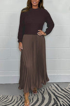 💖LAST DAY PROMOTION - 50%OFF 💖 Women's Solid Color Long Sleeve Jumper & Pleated Bottom Dress